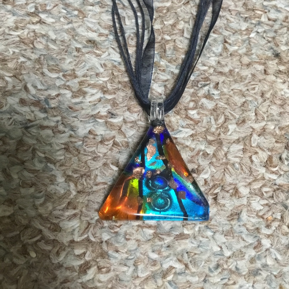 dichroic fused glass pendant necklace